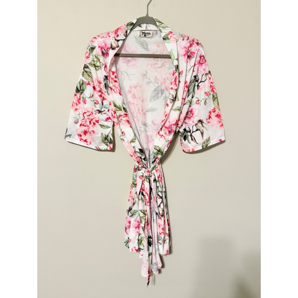 Show Me Your Mumu Brie Robe Garden of Blooms Floral Pink‎ White OS Wrap Lounge